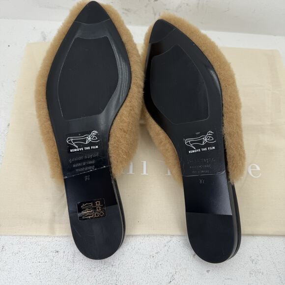 NEW Jenni Kayne Shearling Mule Shoes Natural Tan Women’s Size 37 US 7